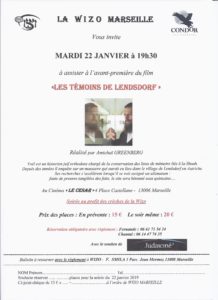 Avant-première du film « Les témoins de Lendsdorf » - Mardi 22 janvier 2019 @ Cinéma Le César