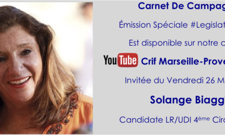 « Carnet de Campagne » : #Legislatives2017 Solange Biaggi candidate LR/UDI de la 4e Circonscription des Bouches-Du-Rhône, est l’invitée du Crif Marseille-Provence