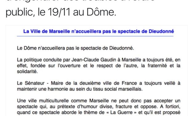 La Ville de Marseille déprogramme le spectacle de Dieudonné au Dôme de Marseille