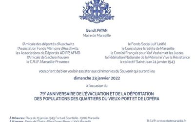 Dimanche 23 Janvier 2022 : Commémoration de la Rafle du 22 et du 23 janvier 1943 à Marseille