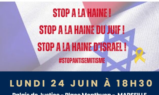Lundi 24 Juin à 18 h30 – Palais de Justice – RASSEMBLEMENT CITOYEN STOP A LA HAINE ! STOP A LA HAINE DU JUIF ! STOP A LA HAINE D’ISRAEL !