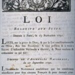 Image actuelle : Décret manuscrit de 1791 intitulé « Loi relative aux Juifs », proclamant l'émancipation des Juifs de France, conservé au Musée d'art et d'histoire du Judaïsme.